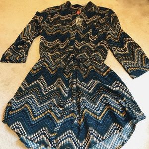 Akira Blue/Gold Patterned Dress